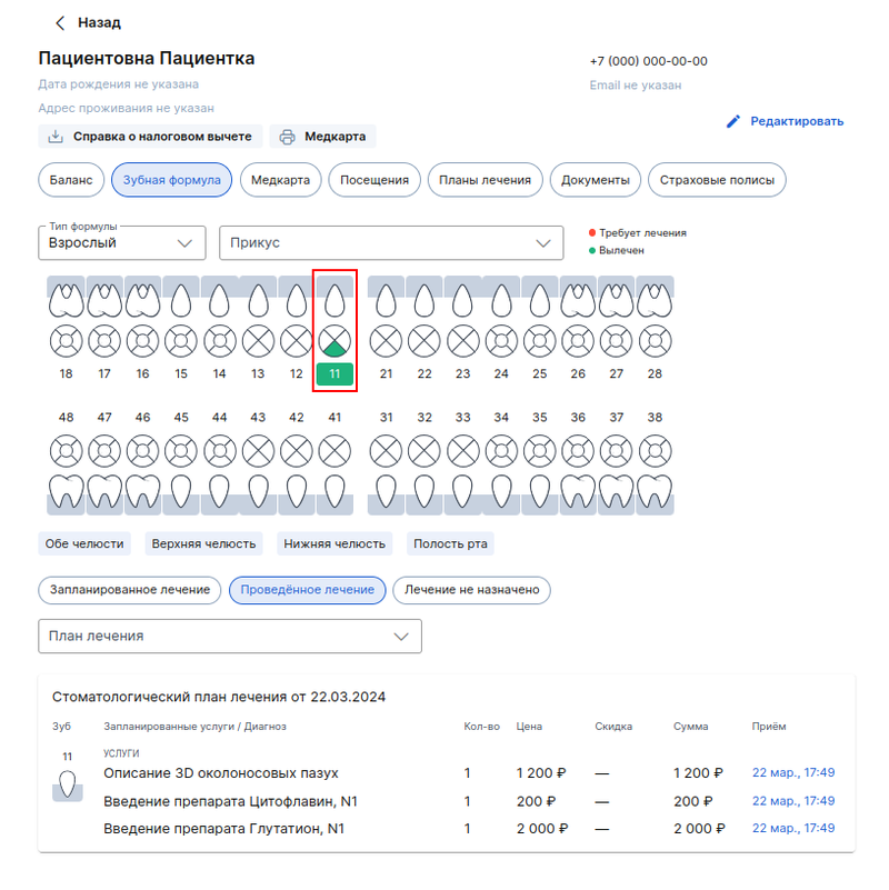 Лечение проведено